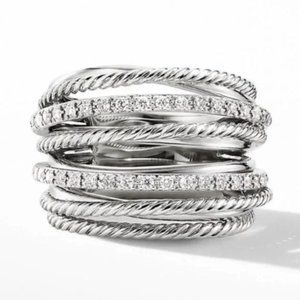 NEW MULTI LAYER 925 STERLING SILVER DIAMOND RING